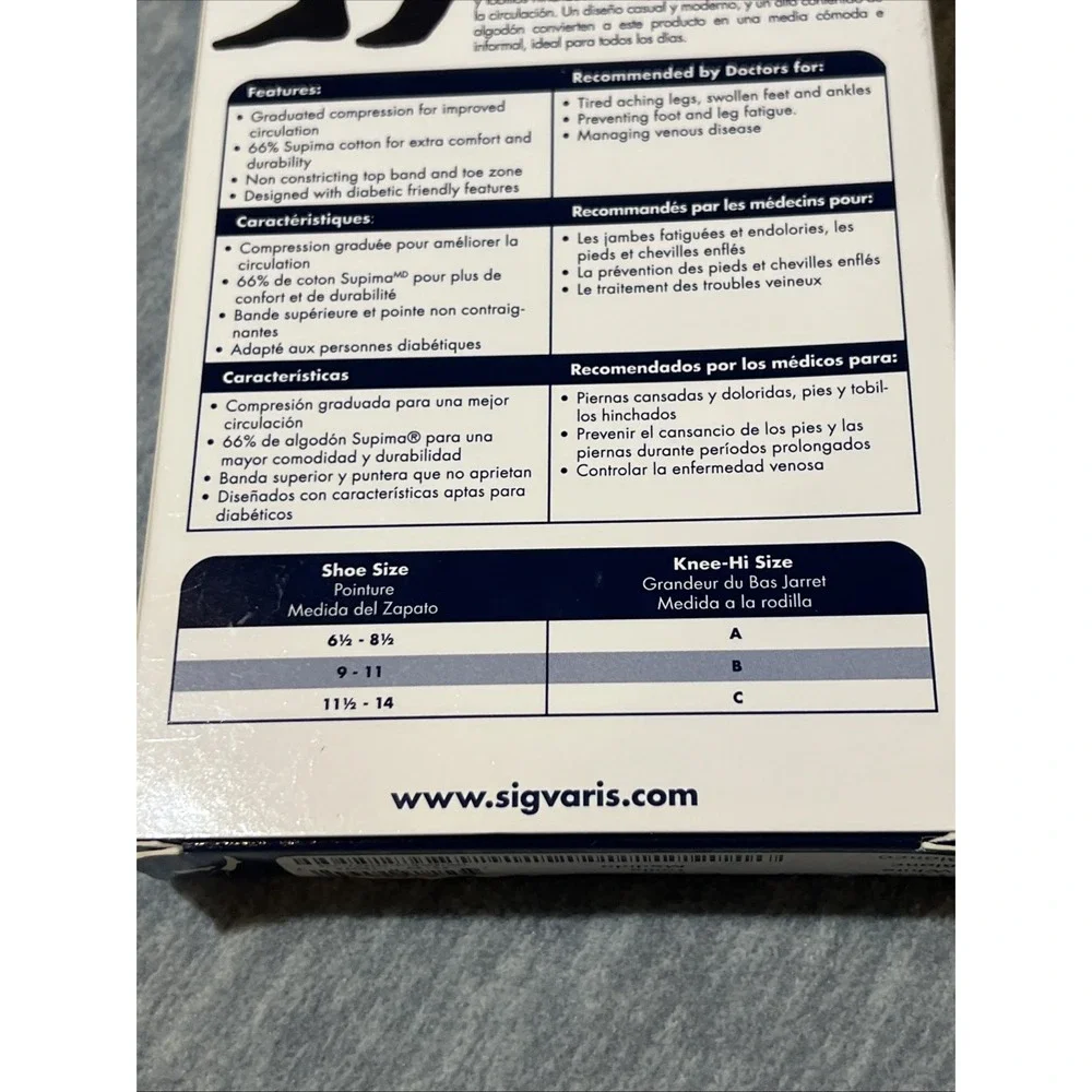 Sigvaris Life For Legs Support Therapy Stockings Knee Hi Size C Shoe 11.5-14 New
